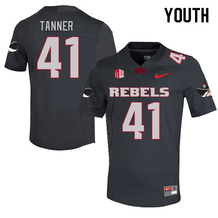 Youth #41 Rashod Tanner UNLV Rebels 2023 College Football Jerseys Stitched-Charcoal - Click Image to Close